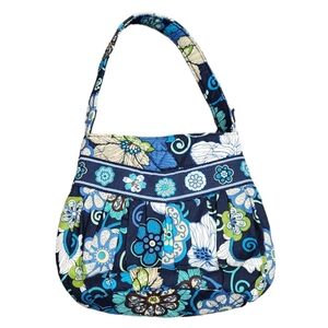 Vera Bradley Mod Floral Blue Retired Pattern Small Handbag Cotton Zip 9”x8”